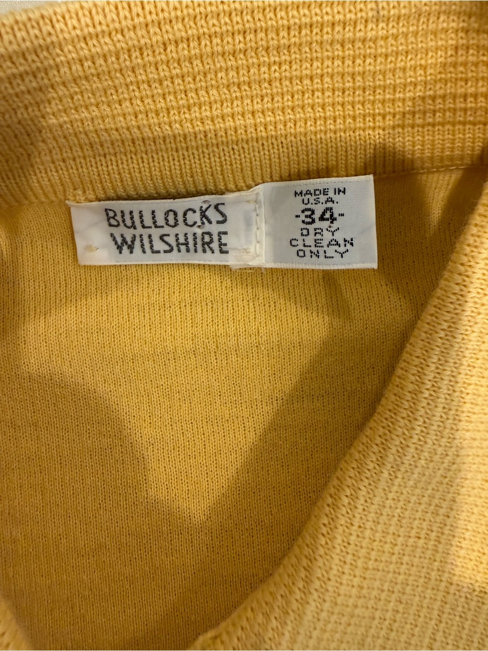 Vintage 80s Bullocks Wilshire cardigan 100% wool yellow knit collar size 34 S-M - Picture 3 of 16